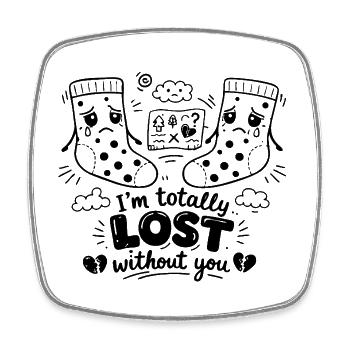 Totally Lost Without You Doodle Statement - Viereckiger Kühlschrankmagnet - Weiß - Vorne