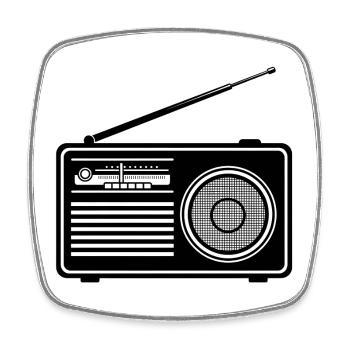 Retro Radio Motiv auf Kleidung - Viereckiger Kühlschrankmagnet - Weiß - Vorne