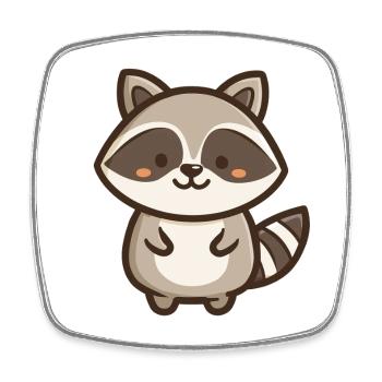 Süßer Waschbär – Kawaii-Waldtier - Viereckiger Kühlschrankmagnet - Weiß - Vorne