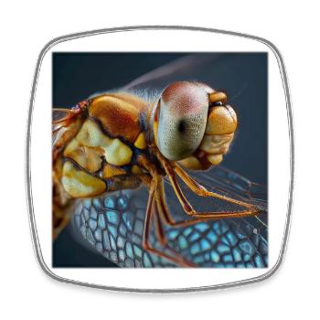 Extreme Dragonflies Macro Portrait Wildlife Graphic - Square fridge magnet - white - Front