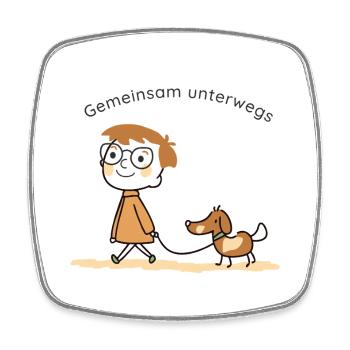 On the road together – Cute illustration Mensc - Square fridge magnet - white - Front