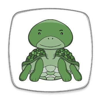 Cute Green Turtle Adorable Kawaii Sea Animal - Square fridge magnet - white - Front