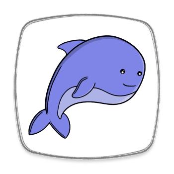 Cute Blue Fish Kawaii Dolphin or Porpoise Cartoon - Square fridge magnet - white - Front