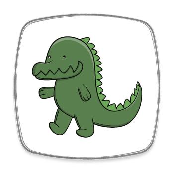 Niedlicher grüner Alligator fröhlicher Kawaii-Krokodil - Viereckiger Kühlschrankmagnet - Weiß - Vorne