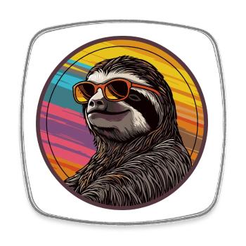 Paresseux avec des lunettes de soleil - Magnet carré - blanc - Devant