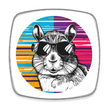 Hamster mit Sonnenbrille - Viereckiger Kühlschrankmagnet - Weiß - Vorne