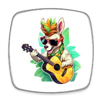 Lama mit Gitarre in Tropen - Viereckiger Kühlschrankmagnet - Weiß - Vorne