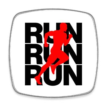 JOGGING MAN, PUISSANCE DE COURSE ! PASSION POUR LA COURSE, LA COURSE - Magnet carré - blanc - Devant