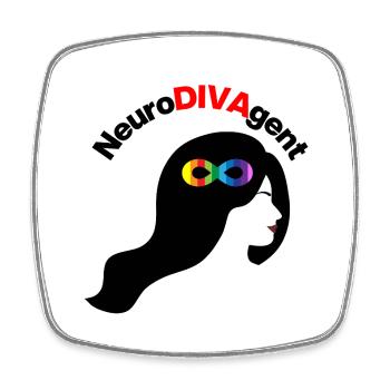 NeuroDivaGent as a superpower, neurodivergent - Square fridge magnet - white - Front