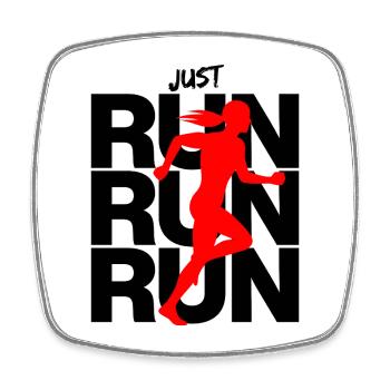 JOGGEN FRAU – RUN QUEEN! LAUFEN, RENNEN, GO FOR IT - Viereckiger Kühlschrankmagnet - Weiß - Vorne