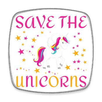 Save the unicorns - Square fridge magnet - white - Front