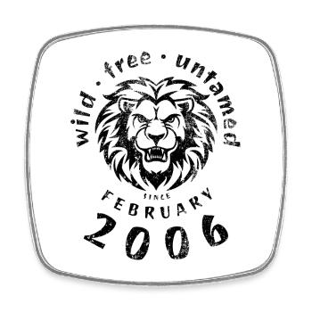 20. Geburtstag Sauvage, libre et indompté depuis 02/2006 - Magnet carré - blanc - Devant