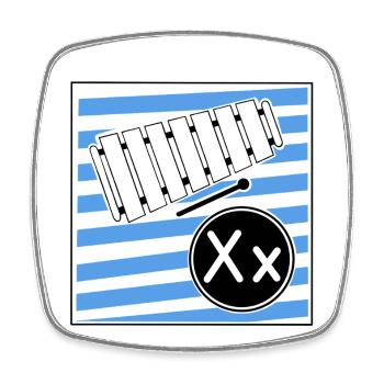 X wie Xylophon - Viereckiger Kühlschrankmagnet - Weiß - Vorne
