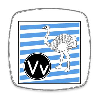 V wie Vogelstrauß - Viereckiger Kühlschrankmagnet - Weiß - Vorne