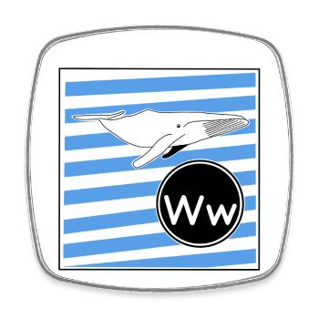 W wie Wal - Viereckiger Kühlschrankmagnet - Weiß - Vorne