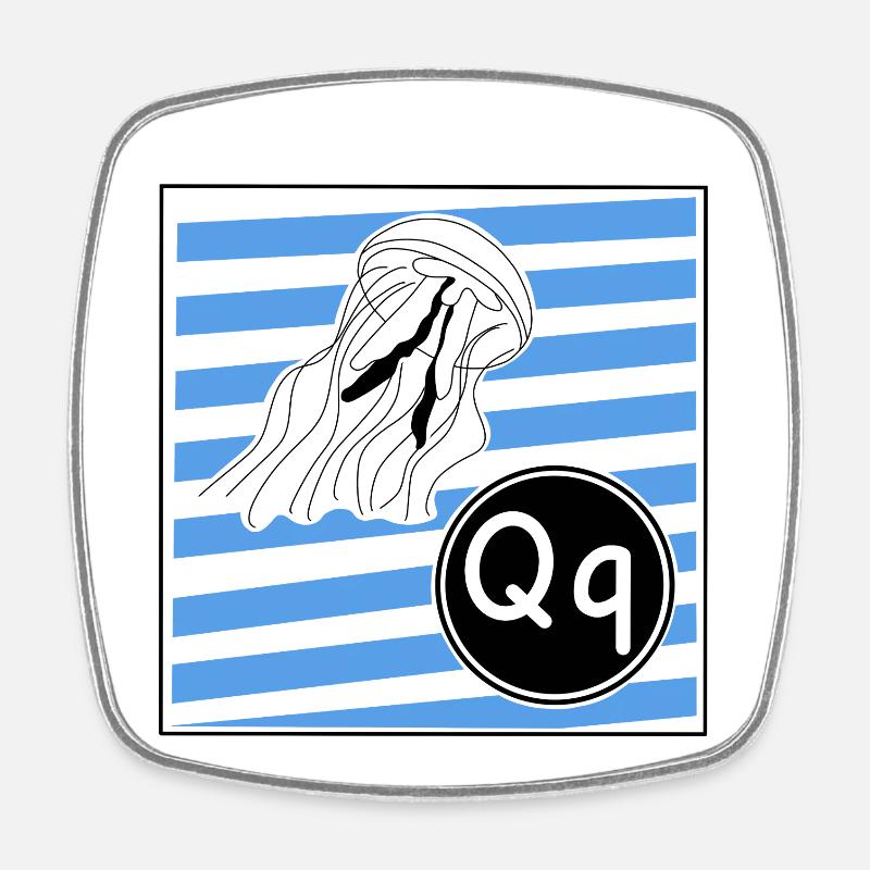 Q pour Méduse - Magnet carré - blanc