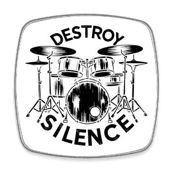 Destroy Silence Drummer - Viereckiger Kühlschrankmagnet - Weiß - Vorne