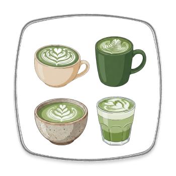 Matcha Love – Sweet Matcha Latte Illustration - Square fridge magnet - white - Front