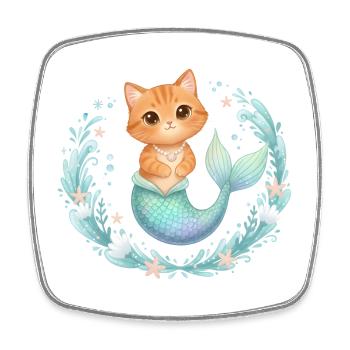 Kawaii Cats Mermaid – Cute Fantasy Design - Square fridge magnet - white - Front