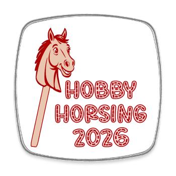 Hobby Horsing 2026 Horses - Square fridge magnet - white - Front