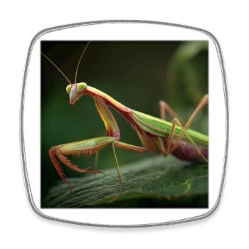 Praying mantis macro elegant mantis - Square fridge magnet - white - Front