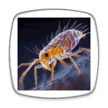 Transparent Flea – Golden Insects Macro Art - Square fridge magnet - white - Front