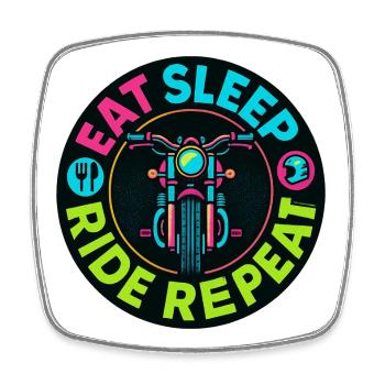 Eat Sleep Ride Repeat - Motorcycle - Biker - Square fridge magnet - white - Front