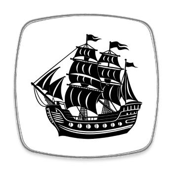 Piratenschiff - Viereckiger Kühlschrankmagnet - Weiß - Vorne