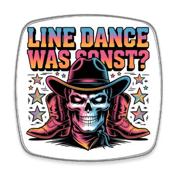 Line Dance Skull Cowboy - Square fridge magnet - white - Front