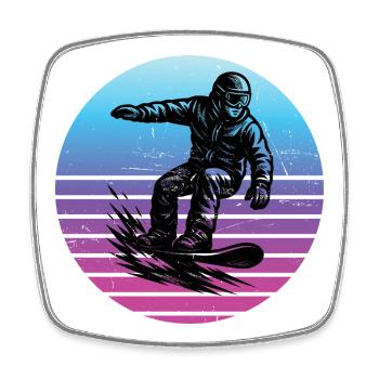 Snowboard court et transparent - Magnet carré - blanc - Devant