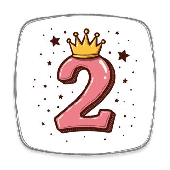 2e anniversaire Petite Princesse Couronne - Magnet carré - blanc - Devant