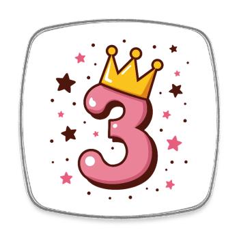 3rd Birthday Little Princess with Crown - Square fridge magnet - white - Front