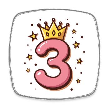 3rd Birthday Little Princess with Crown - Square fridge magnet - white - Front