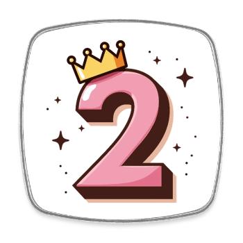 2e anniversaire Petite Princesse Couronne - Magnet carré - blanc - Devant
