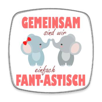 Gemeinsam sind wir Fantastisch – Elefantenfreude - Viereckiger Kühlschrankmagnet - Weiß - Vorne