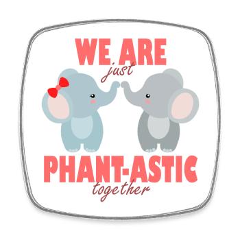 Phantastische Freunde Elefanten - Viereckiger Kühlschrankmagnet - Weiß - Vorne