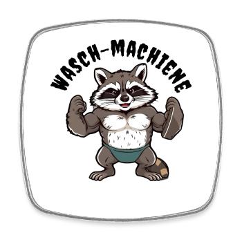 Waschbär Kraft – Muskel-Raccoon Motiv - Viereckiger Kühlschrankmagnet - Weiß - Vorne
