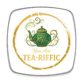 You Are Tea-Riffic – Vintage Teekanne Wortwitz - Viereckiger Kühlschrankmagnet - Weiß - Vorne