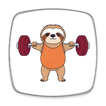 Sloth doing weightlifting in the gym Lazy resolutions - Square fridge magnet - white - Front