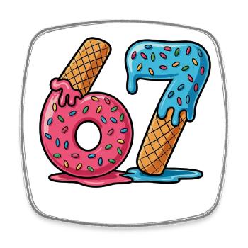 Six Seven Funny Kids Meme - Square fridge magnet - white - Front