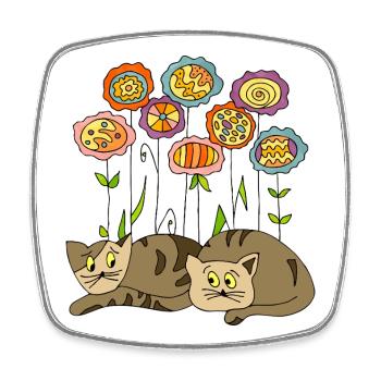 Cats - Square fridge magnet - white - Front