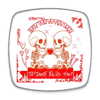 Cute Skeleton Valentine - Love You To The Bone Tee - Viereckiger Kühlschrankmagnet - Weiß - Vorne