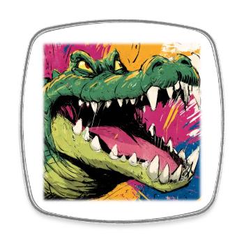 Poison Green Crocodile – Street Art Monster Design - Square fridge magnet - white - Front