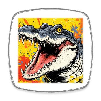 Crocodile sauvage – Design urbain d’art urbain - Magnet carré - blanc - Devant