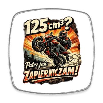 Moto rétro de 125cm3 - Magnet carré - blanc - Devant