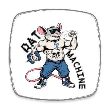 Kraftratte Skull-Logo - Viereckiger Kühlschrankmagnet - Weiß - Vorne