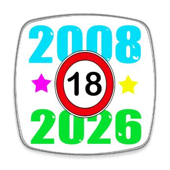 18th birthday 2026 - Square fridge magnet - white - Front