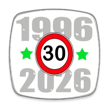 Geburtstag 30 , 30 Jahre 1996 bis 2026 - Viereckiger Kühlschrankmagnet - Weiß - Vorne