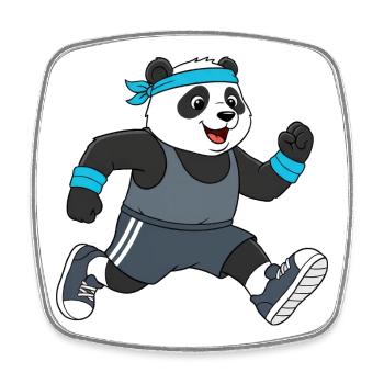 Süßer Panda Cartoon Joggen Marathon Laufen - Viereckiger Kühlschrankmagnet - Weiß - Vorne
