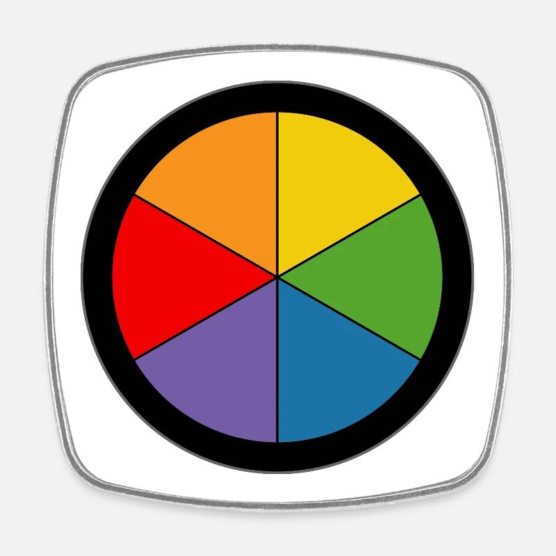 Regenbogen Farbkreis - Viereckiger Kühlschrankmagnet - Weiß